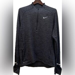 NIKE DRI FIT BLACK GREY HALF ZIP THUMBHOLES SWEATER TOP